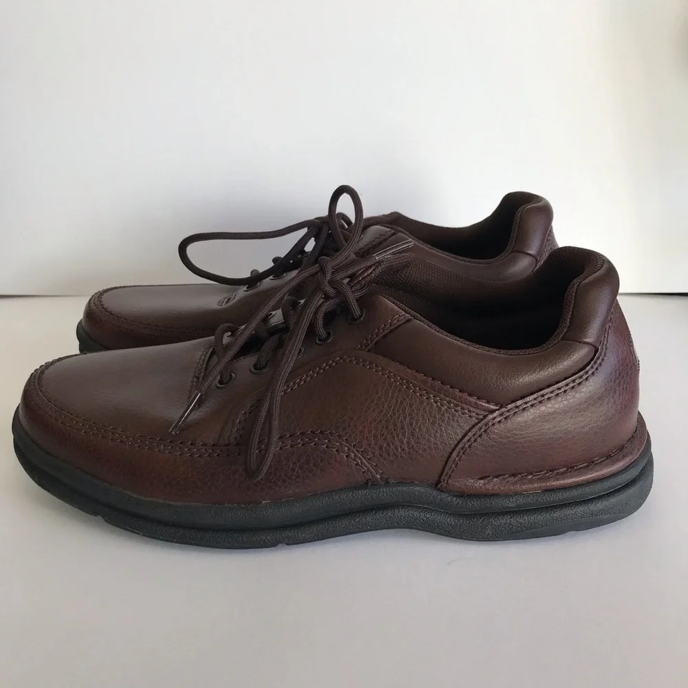 Rockport World Tour Brown Leather Men’s Walking Comfort Shoes A10889